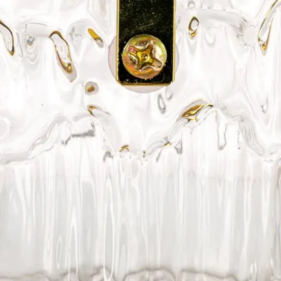 Hello Honey 24-Ounce Textured Glass Ice Bucket with Gold Finish Handle and Tongs, Clear/Gold {7}