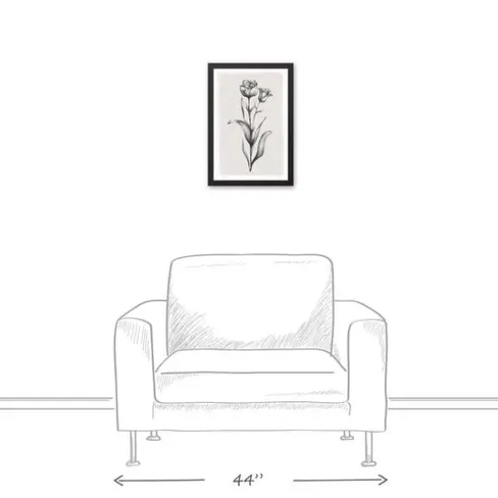 Floral Stems Sketch 13.73" x 19.73" Black Framed Canvas {5}