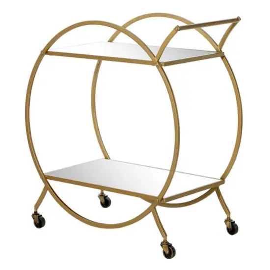 Gold Iron & Mirror Contemporary Bar Cart {6}