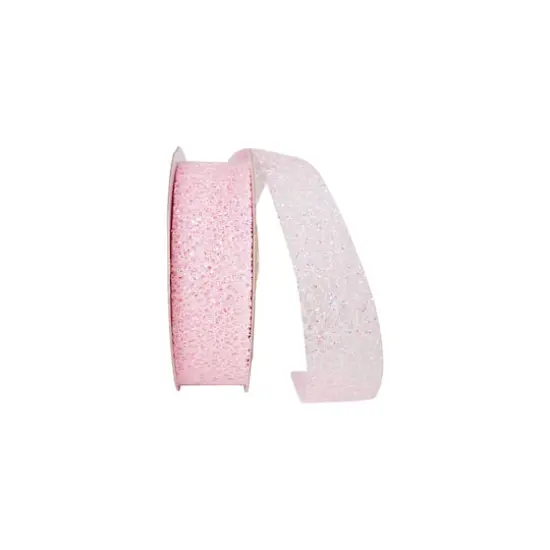 The Ribbon Roll 1.5" x 25yd. Glitter Web Mesh Ribbon Pink {1}