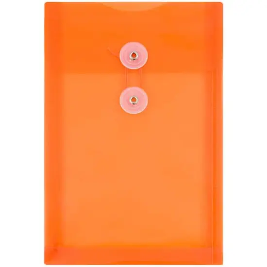 JAM Paper 6.25" x 9.25" Orange Plastic Button String Open End Envelopes, 120ct. {1}