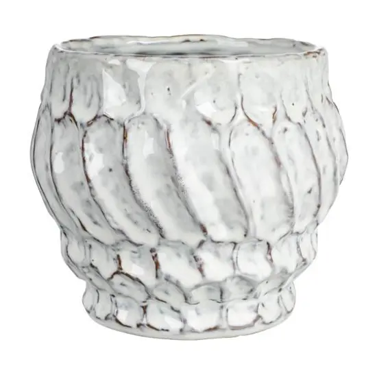 Hello Honey&reg; 5" Ivory Embossed Stoneware Planter {4}