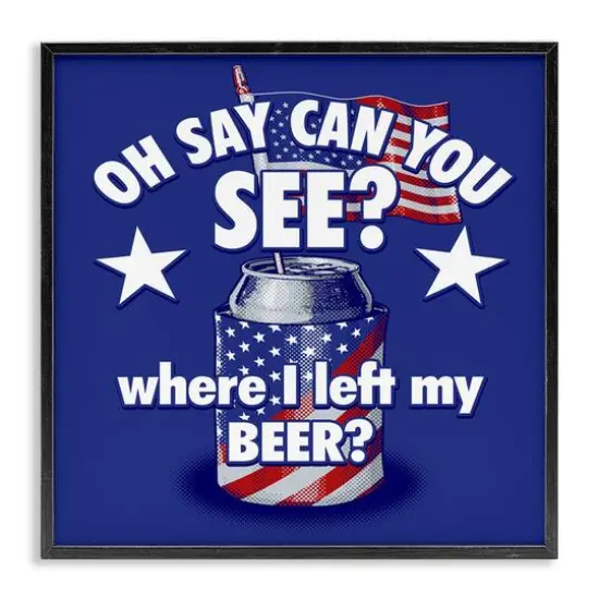 Stupell Industries Funny Patriotic Beer Framed Giclee Art Black {1}