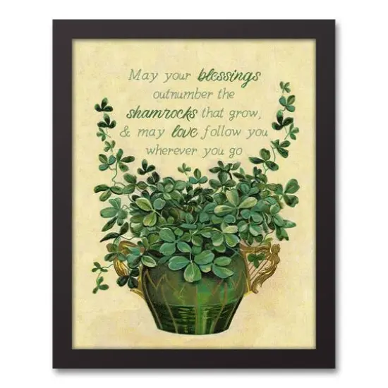 Clover Irish Blessing Black Framed Canvas {1}