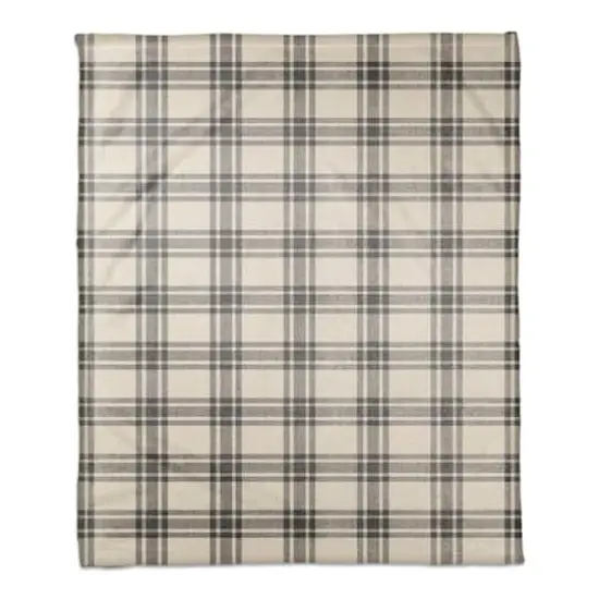 Black Plaid Coral Fleece Blanket {1}