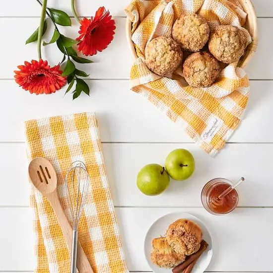 DII® Checker Washed Waffle Dish Towels, 2ct. Butterscotch {4}