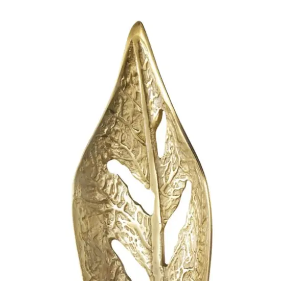 43" Gold Metal Leaf Tall Textured Cutout Sculpture {5}