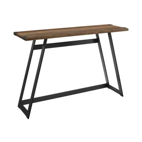 Walker Edison Reclaimed Barnwood Faux Wrap Modern Industrial Entry Table {7}