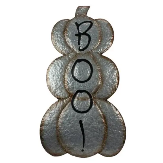 28' Silver & Brown Metal Pumpkin Halloween Decoration {1}