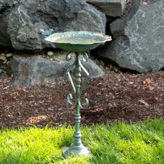 27" Speckled Green Birdbath {4}
