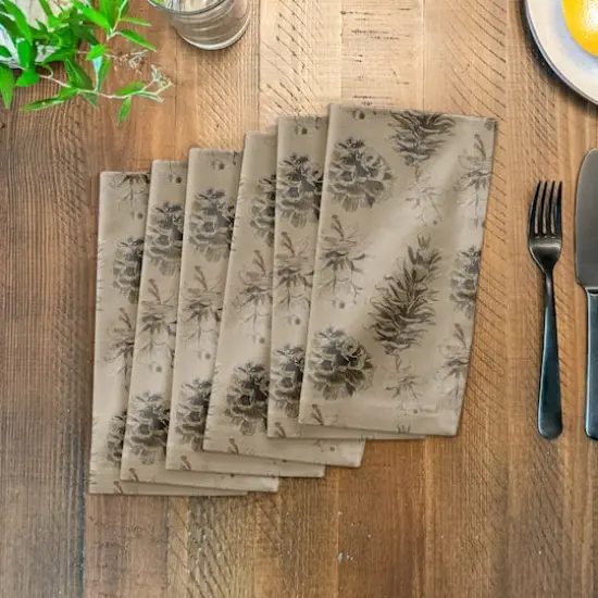 Pine Cones on Brown Cotton Twill Napkin {4}