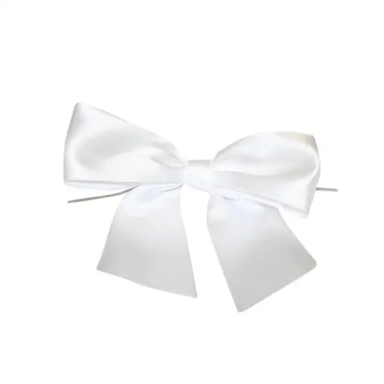 JAM Paper 4" Satin Twist Tie Bows, 50ct. White {1}