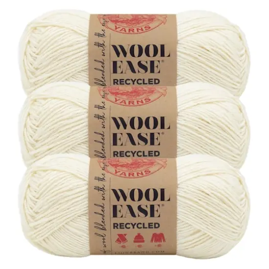 3 Pack Lion Brand&reg; Wool-Ease&reg; Recycled Solid Yarn Cream {1}