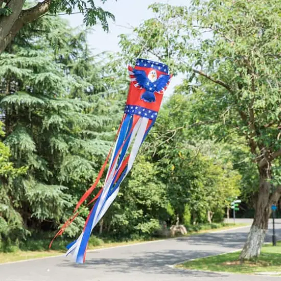 Glitzhome&reg; 60" Patriotic Eagle Windsock {4}