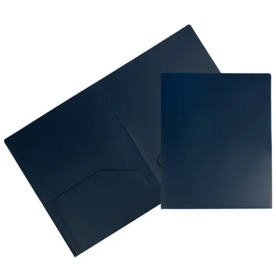 JAM Paper Heavy Duty Plastic 2-Pocket Folders, 6ct. Navy Blue {1}