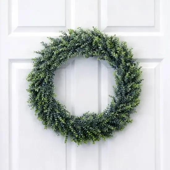 20" Artificial Eucalyptus Boxwood Wreath {4}