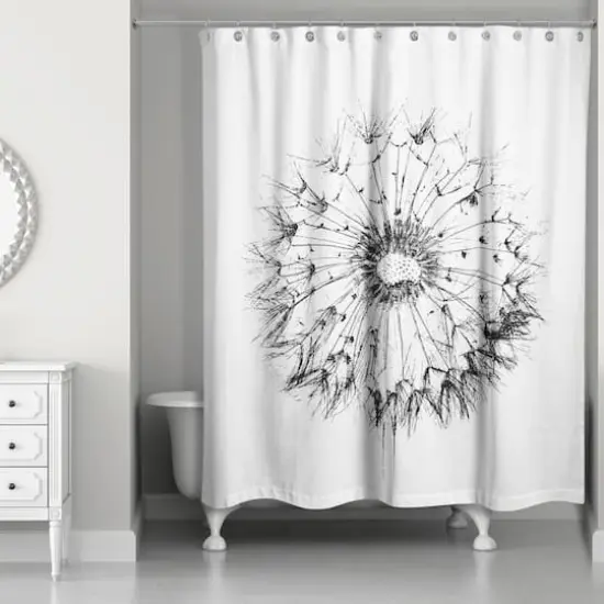 Simple Sketchy Dandelion 71" x 74" Shower Curtain {1}