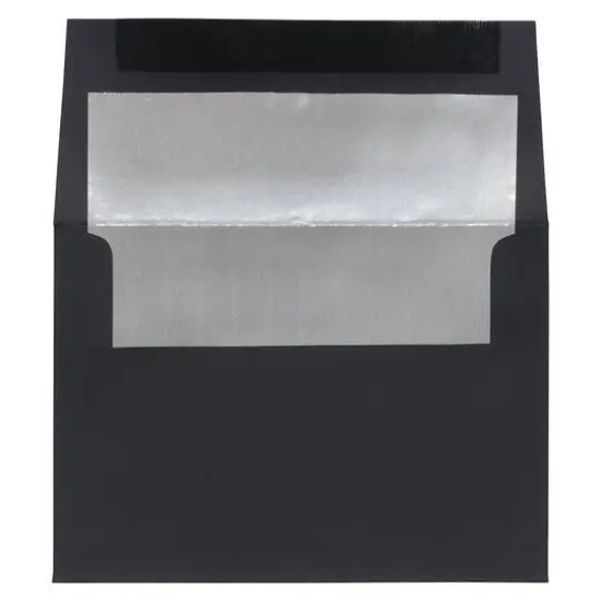 JAM Paper A7 Black Linen Silver Foil Lined Invitation Envelopes {1}