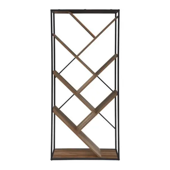 Walker Edison 68" Reclaimed Barnwood V Bookshelf {6}