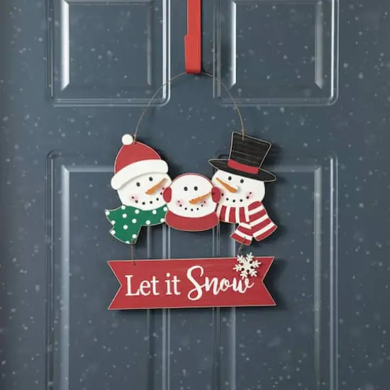 Glitzhome&reg; 12.75" Christmas Snowman Family Wall D&eacute;cor {5}