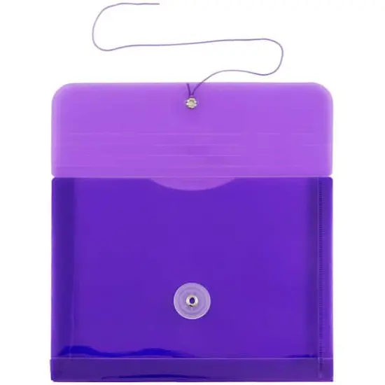 JAM Paper 5.5" x 7.5" Button & String Tie Closure Plastic Envelopes, 12ct. Purple {4}
