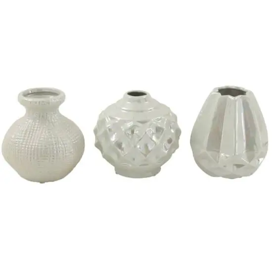 CosmoLiving by Cosmopolitan Cream Stoneware Glam Vase Set {1}