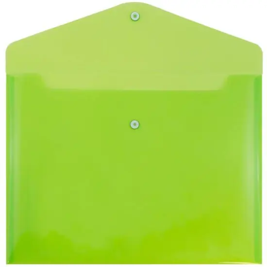 JAM Paper 9.75" x 13" Plastic Snap Closure Envelopes, 12ct. Lime Green {4}