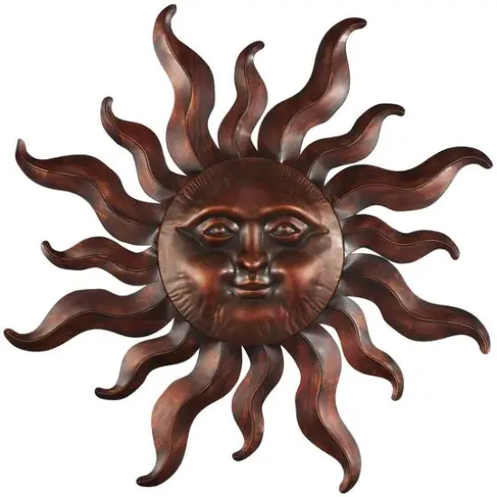 Bronze Metal Sun Wall Decoration with Smiling Face {1}