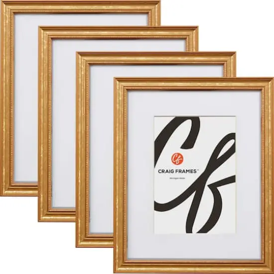 Craig Frames 4 Pack Stratton Aged Gold Picture Frame with Mat {1}