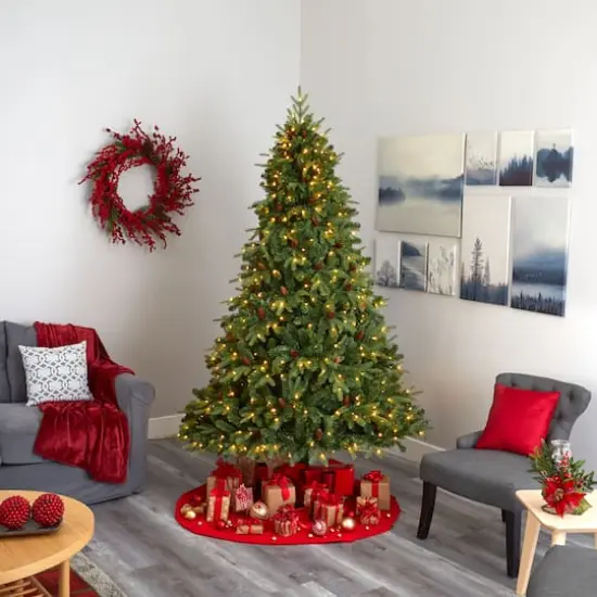 8ft. Pre-Lit Wellington Spruce Artificial Christmas Tree, Clear LED Lights {7}