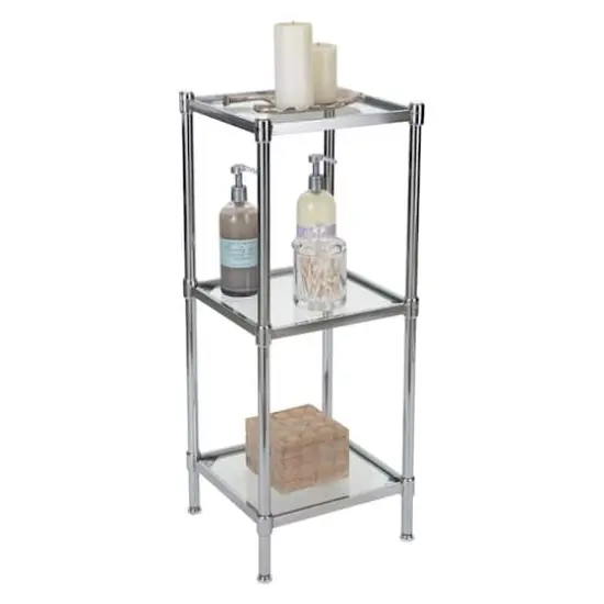 Organize It All Glacier 34" 3-Tier Freestanding Tempered Glass Shelving Tower {3}