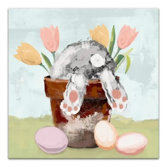 Bunny in Pot 16" x 16" Canvas Wall Art {1}