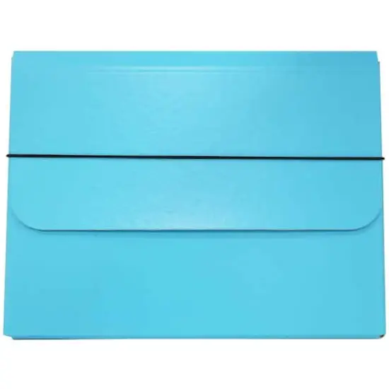 JAM Paper Strong Thick Portfolio Carrying Case with Elastic Band Closure Sky Blue {1}