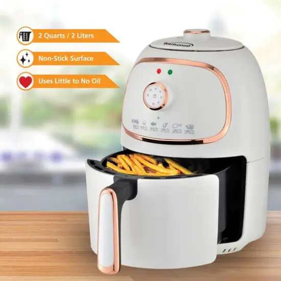 Brentwood White 2qt. 1200 Watt Electric Air Fryer with Timer & Temperature Control {8}