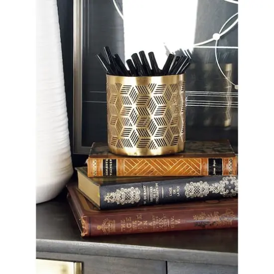 4" Gold Iron Glam Pencil Holder {1}