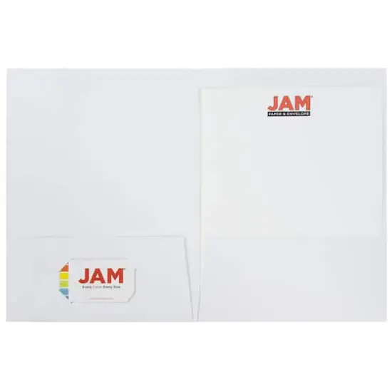 JAM Paper 2-Pocket Textured Linen Business Folders, 100ct. White {5}