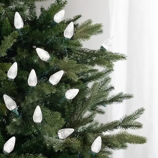 100ct. Faceted LED C9 Christmas String Lights Pure White {9}