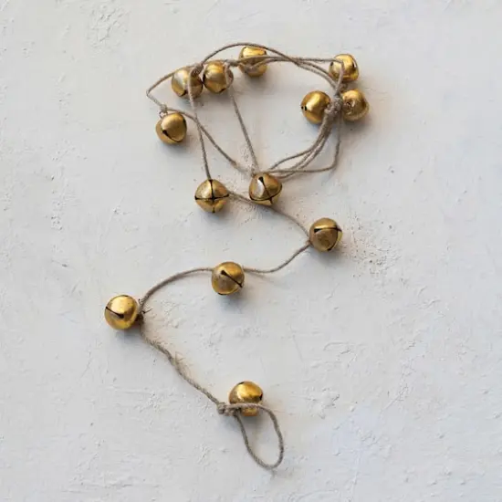 Hello Honey&reg; 6ft. Gold Handmade Metal Bells on Jute Rope Garland {3}