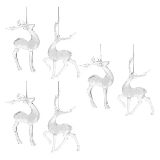 Clear Bubbled Plastic Deer Ornaments Set {1}