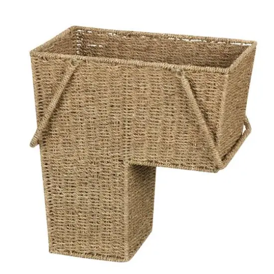 Household Essentials Seagrass & Corn Husk Wicker Stair Basket  {1}