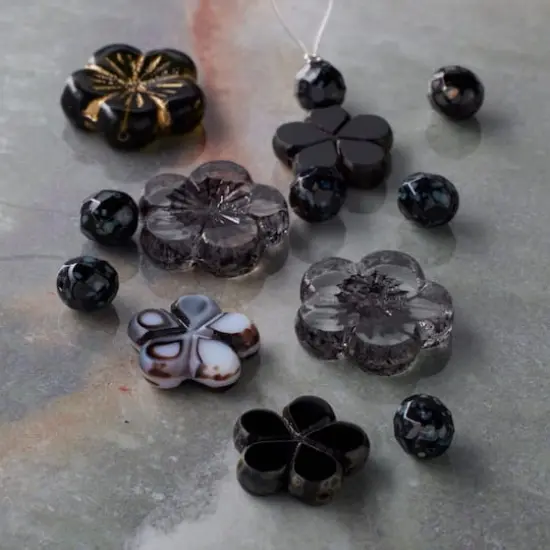 Black Tea Czech Glass Flower Bead Mix by Bead Landing&trade; {3}