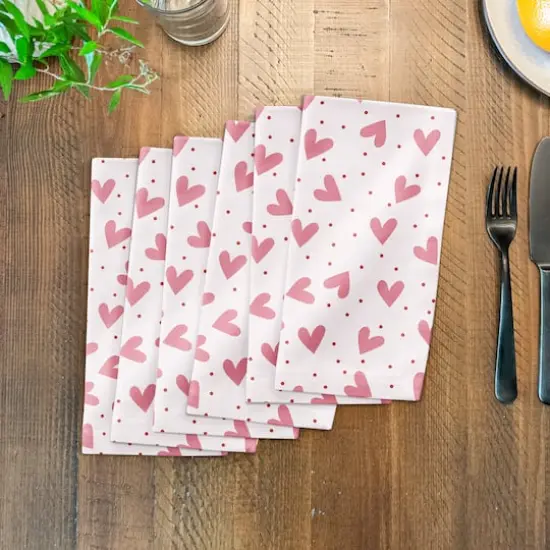 Heart Polka Pattern 10" x 10" Cotton Twill Napkin {4}