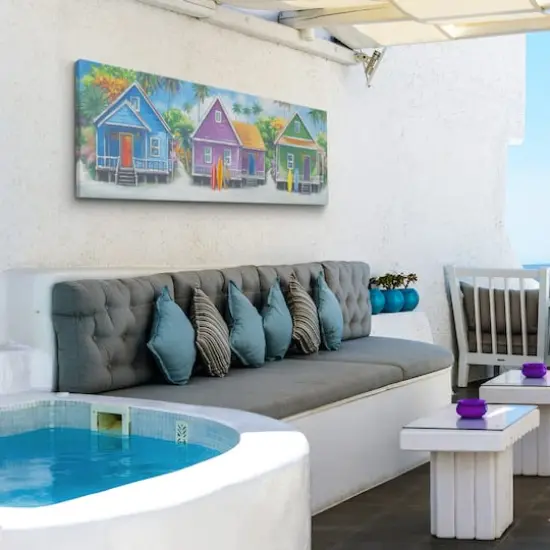 Coastal Cabins Crop Outdoor Canvas Art Print - 16"x48" {4}