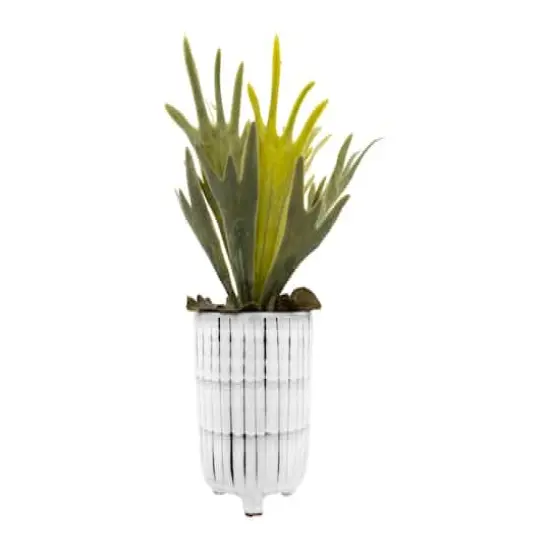 Hello Honey&reg; 5" White & Black Terra Cotta Footed Planter {5}