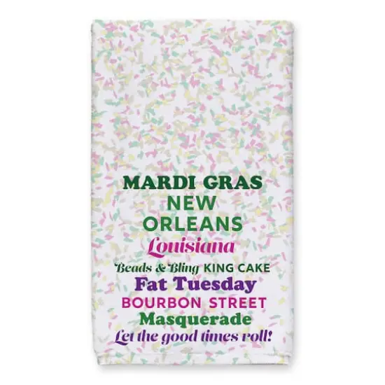 Mardi Gras Confetti Phrases Tea Towel Set {3}