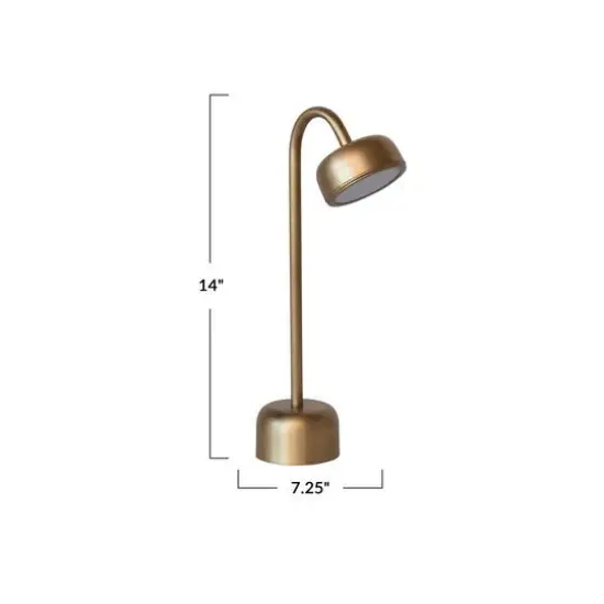 Hello Honey&reg; 14" Antique Brass Finish Colored Metal Touch Sensor LED Table Lamp {4}