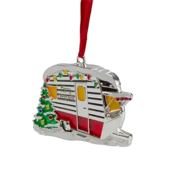Silver Plated Camper Crystal Embellished Ornament {4}