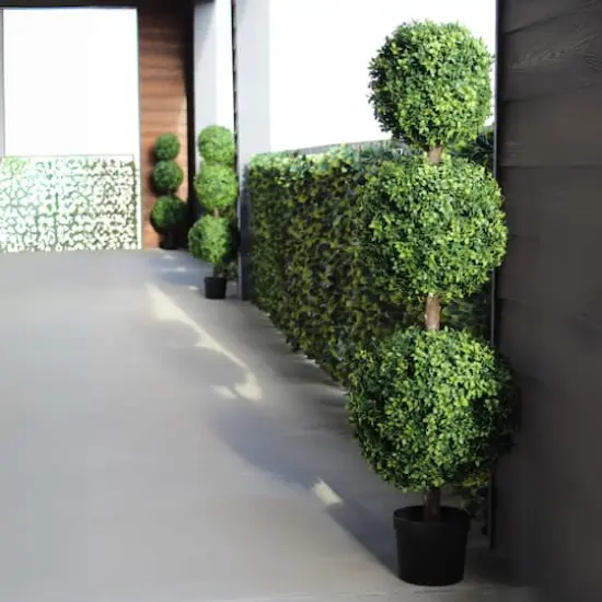 GreenSmart Dekor 4ft. Faux Boxwood Sphere Topiary Tree {7}