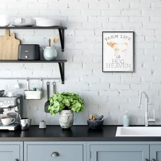 Stupell Industries Farm Life Is Hog Heaven Print with Black Frame Wall Accent {4}