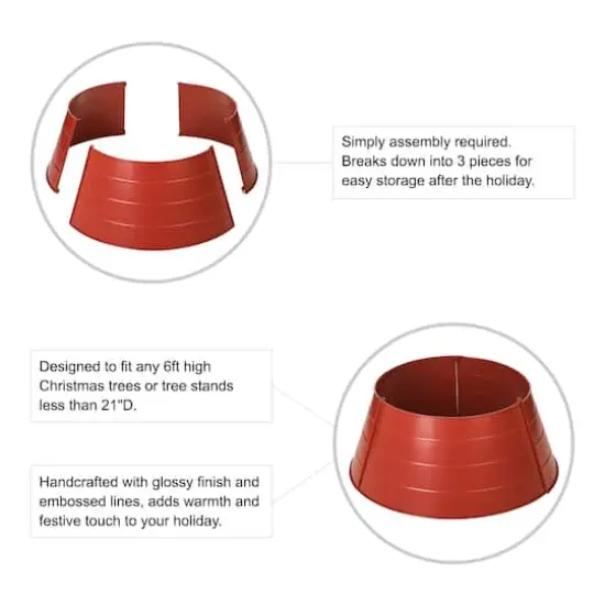 Glitzhome&reg; 22" Christmas Painted Red Metal Tree Collar {6}